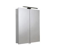 Croydex Sudbury Armoire Lumineuse à Double Porte avec Barre Lumineuse LED et système de Fixation Hang N Lock Argenté 70 x 60 x 11,8 cm