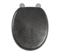 Croydex WL601821H Flexi-Fix Quartz Always Fits Never Slips Siège de toilette antibactérien, bois, noir, 44,5 x 38 x 11 cm