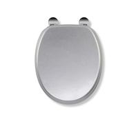 Croydex WL601840H Flexi-Fix Quartz Always Fits Never Slip Siège de toilette antibactérien, bois, argent, 44,5 x 38 x 6 cm