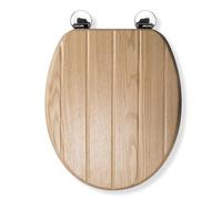 Croydex WL602176H Siège de toilette antibactérien Flexi-Fix Geneva Always Fits Never Slips, bois, effet chêne clair, languette et rainure, 45 L x 37,5 L cm