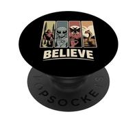 Croyez à l'ovni Alien Cryptide Bigfoot, Mothman Nessie. PopSockets PopGrip Adhésif