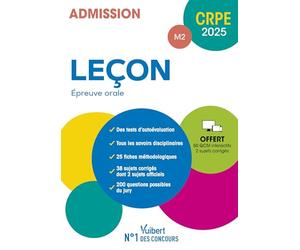 CRPE 2025 - Leçon - Epreuve orale (M2): Manuel (38 sujets corrigés) + 50 QCM interactifs