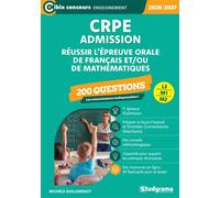 CRPE - Admission - 200 questions de préparation à la leçon de français et de mathématiques Concours 2026-2027 - Michèle Guilleminot - Studyrama Eds - broché - Scolaire / Universitaire