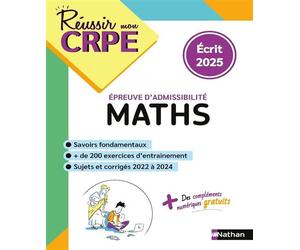 CRPE écrit Maths -admissibilité - nouveau concours 2025 - Daniel Motteau - Nathan - broché - Scolaire / Universitaire
