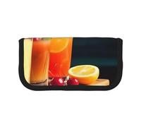 CRPPSYYR Juice on the wooden board printed Canvas Pencil Case Office Stationery Organizer Portable Pencil Case
