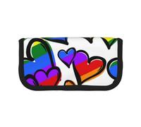 CRPPSYYR Trousse à crayons en toile avec motif cœurs colorés arc-en-ciel, Cœurs Gay Pride aux couleurs de l'arc-en-ciel, Taille unique, Pochette à monnaie