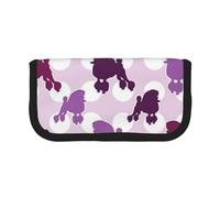 CRPPSYYR Trousse à stylos en toile avec imprimé caniche violet à pois, Caniche violet à pois., Taille unique, Pochette à monnaie
