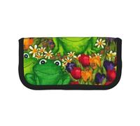 CRPPSYYR Trousse à stylos en toile avec imprimé caniche violet à pois, grenouille, Taille unique, Pochette à monnaie