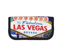 CRPPSYYR Trousse à stylos en toile avec imprimé caniche violet à pois, Las Vegas Night City, Taille unique, Pochette à monnaie