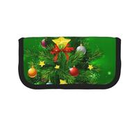 CRPPSYYR Trousse à stylos en toile avec imprimé caniche violet à pois, Sapins de Noël., Taille unique, Pochette à monnaie