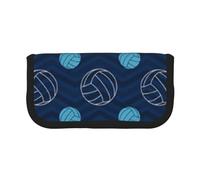 CRPPSYYR Trousse à stylos en toile avec imprimé caniche violet à pois, Volleyball bleu., Taille unique, Pochette à monnaie