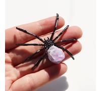 Crrezhai Cristal Améthyste Araignée en verre Insecte : Table Noir Métal Art Figurines de collection Halloween Décor Maison en cristal Statue Ornement Sculpture Cadeau