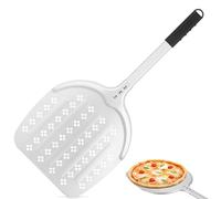 CRROEL Pelle à pizza perforée, 12 pouces anodisée dure avec poignée anti-brûlure, pelle à pizza perforée pour pizza, pain, gâteaux faits maison