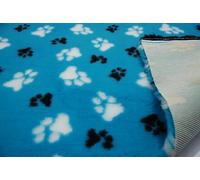 CRS Fur Fabrics Linge de lit vétérinaire antidérapant Professionnel pour Chien Motif Pattes Turquoise 1 m 150 cm x 100 cm