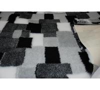 CRS Fur Fabrics Literie vétérinaire antidérapante Professionnelle pour Chien Chiot vétérinaire Patchwork Noir Gris prédécoupé 1 m x 150 cm x 100 cm