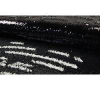CRS Fur Fabrics Luxe Cocktail Deux Tons sirène écailles de Poisson à Paillettes Tissu - Blanc Noir