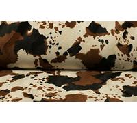 CRS Fur Fabrics, marron Tissu Velboa en fausse fourrure de vache, crème, 1 m - 150 cm x 100 cm, Polyester, 1Mtr-150cmx100cm