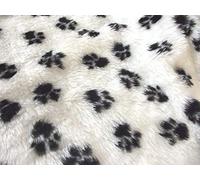 CRS Fur Fabrics Tissu en Fausse Fourrure pour Animaux-Imprimé Patte Blanche-1 m-150 cm x 100 cm, Acrylique, Blanc, 1Mtr-150cmx100cm