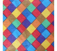 CRS Fur Fabrics Tissu polaire imprimé - Carreaux arc-en-ciel - 1 m - 150 cm x 100 cm
