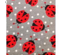CRS Fur Fabrics Tissu Polaire imprimé-Coccinelles Gris 1 m x 150 cm x 100 cm, Polyester, Multicolore, 1Mtr 150cmx100cm