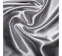 CRS Fur Fabrics Tissu satiné soyeux pour mariée Argenté 1 m 100 cm x 150 cm, Polyester, 1Mtr 100cm x 150cm