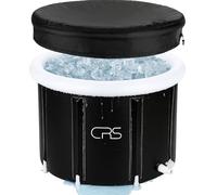 CRS ice bath tub | Tonne pour bain glacé portable | Baignoire de glace pour adultes | Fût de glace pour/Bassin de glace l'intérieur et l'extérieur | Idéal pour la méthode Wim Hof Noir+couvercle 75cm