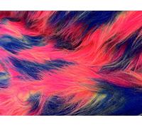 CRS Vendor Ltd Tissu en Fausse Fourrure à Poils Longs Mélange Cerise/Roi/Jaune