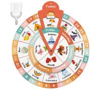 Crtiin Calendrier de salle de classe multicolore avec roue de l'année 29 cm - Calendrier mural à suspendre - Affichage de la date, du mois, de la semaine - Pour l'école à la maison - Pour enfants et