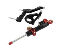 CRTQNS Accessoires Moto pour Suzuki GSXR 600 750 K1 K4 2001 2002 2003 2004 2005 Ensemble De Supports Stabilisateurs D'amortisseur De Direction Réglable pour Moto Pièces Rechange(Black-Red Lever)