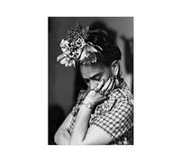 crttrs Frida Kahlo Poster floral sur toile - Décoration pour chambre à coucher, bureau, chambre - Cadeau - Sans cadre - 30 x 45 cm