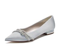 CrtTsks Argent,38 EU,Femme Ballerines Chaussures de Mariée Plat Slip on Satin Mariage Parti Bride Soiree avec Strass 36-43