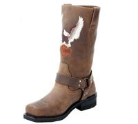 CrtTsks Bottes de Cowboy en Cuir Véritable pour Homme Talon Bloc Carré Bout Western Chaussures,Marron,43 EU