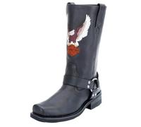 CrtTsks Bottes de Cowboy en Cuir Véritable pour Homme Talon Bloc Carré Bout Western Chaussures,Noir,41 EU