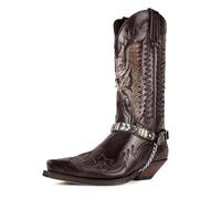 CrtTsks Bottes en Western pour Hommes Bottes de Cowboy Moto Bottes Bout Pointu Business Formal Schuhe,Marron,42 EU