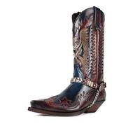 CrtTsks Bottes en Western pour Hommes Bottes de Cowboy Moto Bottes Bout Pointu Business Formal Schuhe,Rouge,46 EU