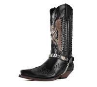 CrtTsks Bottes en Western pour Hommes Bottes de Cowboy Moto Bottes Bout Pointu Business Formal Schuhe,Noir,43 EU