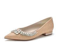 CrtTsks Champagne,39 EU,Femme Plat Ballerines Chaussures de Mariée Glitter Slip on Mariage Parti Bride Soiree avec Strass 36-43
