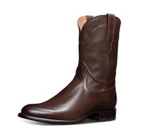 CrtTsks Homme Cuir Véritable Cowboy Bottes Longueur du Mollet Talon Western Enfiler Bout Pointu Chaussures,café,44 EU