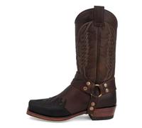 CrtTsks Hommes Chevalier Bottes Western Cowboy Style Bottes D'équitation Broderie Bottes Hautes Grande Taille Chaussures Équestres Vintage Bottes Longues,Marron,43 EU
