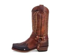 CrtTsks Hommes Chevalier Bottes Western Cowboy Style Bottes D'équitation Broderie Bottes Hautes Grande Taille Chaussures Équestres Vintage Bottes Longues,Jaune,42 EU