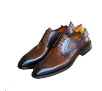 CrtTsks Marron,41 EU,Homme Derby Oxford Chaussures Cuir Ville Lacets Mariage Dressing Business Cuir Vernis Chaussures Costume Brogue Respirant