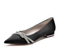 CrtTsks Noir,36 EU,Femme Ballerines Chaussures de Mariée Plat Slip on Satin Mariage Parti Bride Soiree avec Strass 36-43