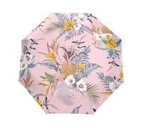 Cru Fleurs Colorées Oiseau Parapluie Pliable Pliant à Ouverture Automatique Parapluies Pliant Coupe-Vent pour Voyager Plage Femmes Enfants Homme Fille