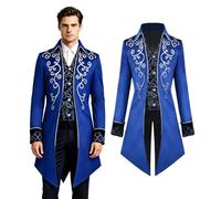 Crubelon Manteau Steampunk pour homme - Vintage victorien gothique avec broderie - Élégant costume médiéval de vampire et pirate pour Halloween, carnaval, fêtes