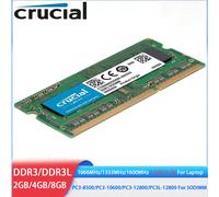 Crucial DDR3 DDR3L RAM 8GB 4GB 2GB 1066MHz 1333MHz 1600MHz PC3-12800 10600 204 broches 1.35V 1.5V ordinateur portable SODIMM mémoire pour ordinateur portable