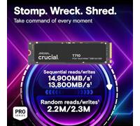 Crucial T710 SSD 2To PCIe 5.0 x4 Gen5 NVMe M.2 SSD Interne, Lecture jusqu'à 14500 Mo/s, écriture jusqu'à 13800 Mo/s, Ordinateur Portable et de Bureau, TLC NAND, Disque Dur - CT2000T710SSD8-01