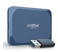 Crucial X10 6To Disque SSD Externe Portable avec USB-A Adaptateur, Jusqu’à 2100Mo/s, USB-C, Résistance à la poussière et à l'eau classée IP65, Disque Dur Externe, Bleu Mat - CT6000X10SSD9-02