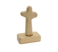 Crucifix catholique avec support pour prière religieuse - Décoration de table pour église - Sculpture en bois - Croix debout pour église