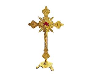Crucifix sur pied avec base de table Catholique Jésus Crucifix antique 25,4 cm