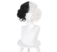 Cruella de Vil Perruque de Cosplay Noir Cheveux Courts Résistant à la Chaleur Cheveux Synthétiques Fête Perruques